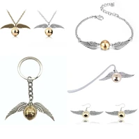 popular vintage style golden ball angel wings bookmark necklace bracelet keychain angel wings pendant jewelry for fans jewlery