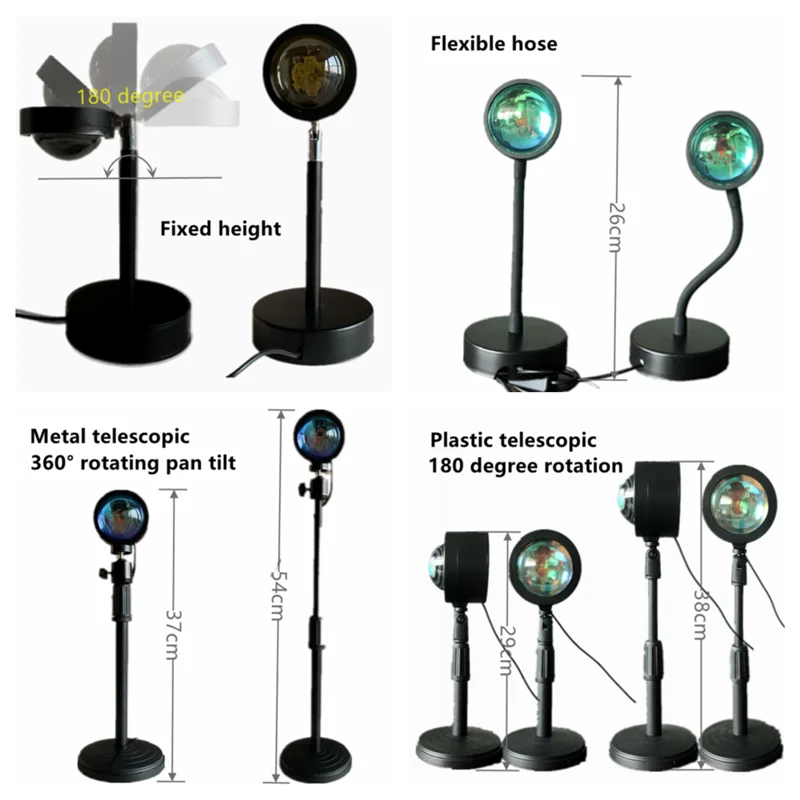 

Sunset Lamp Projection Rainbow Red Light Projector USB Led Night Lights Ins Photography Bedroom Bar Coffee Stores Walls Lighting