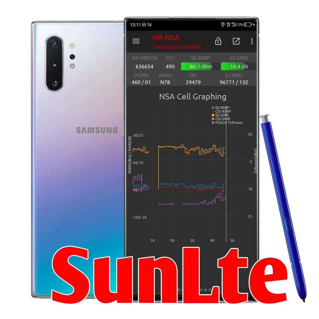 5G NR NSG тестовый телефон, samsung Note 10+ 5G поддержка устройств NSA N41 и N78, поддержка внешней антенны