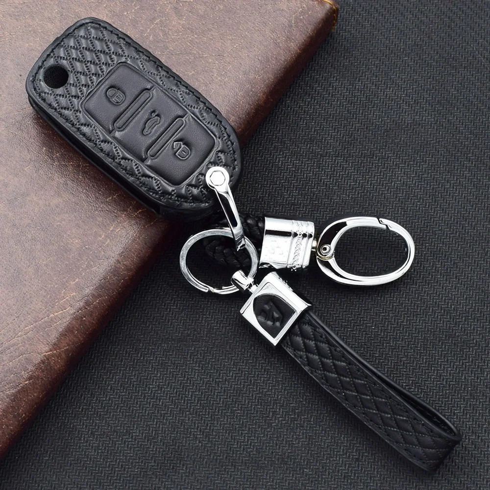 Чехол из микрофибры для ключей из натуральной кожи для VW Volkswagen Jetta Golf Polo BORA Skoda SEAT 3 кнопки складной чехол для пульта дистанционного управления