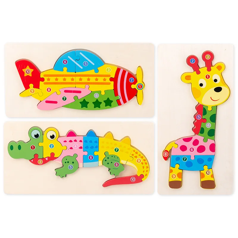 Большой Размеры мультфильм животных 3D деревянные головоломки для детей