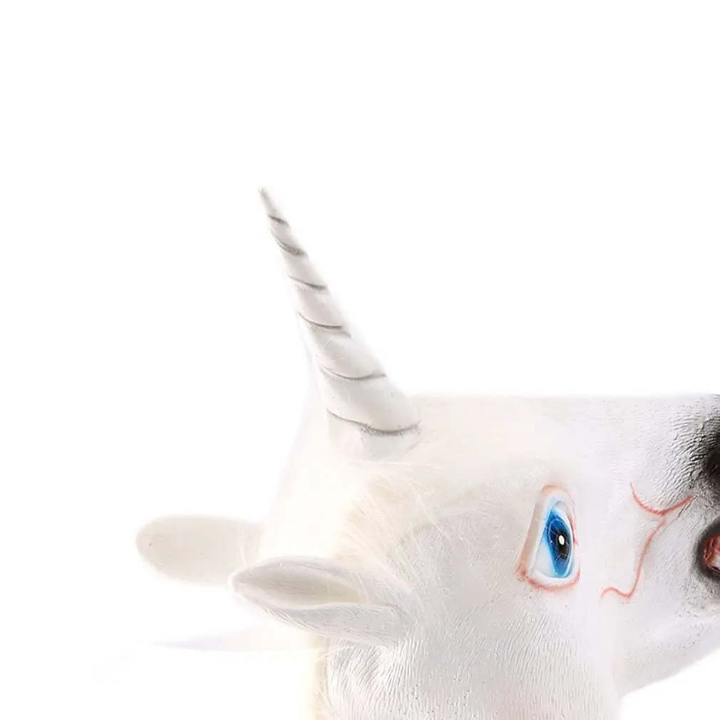 2018 популярный Хэллоуин Смешной Белый Единорог Лошадь Маска для вечеринок