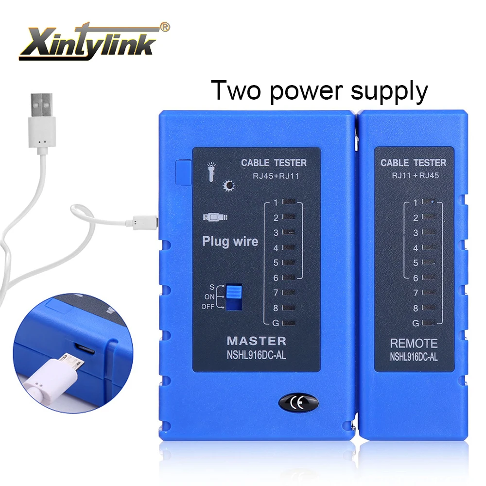 xintylink micro USB RJ45 tester serial ethernet Cable test lan Network repair tools kit RJ11 RJ12 rg45 CAT5 CAT6 CAT7 wire 8P8C