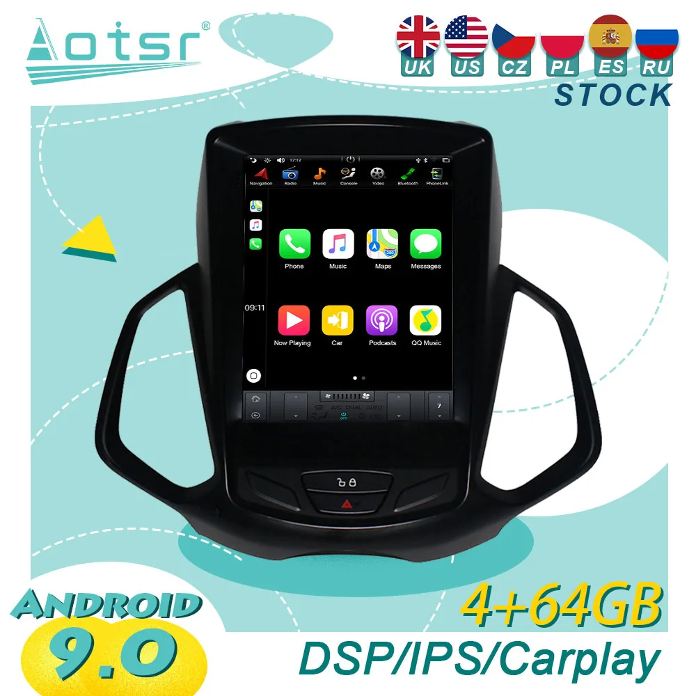 

For Ford EcoSport 2013 + Android 9 Tesla Style Car Radio GPS Navigation Multimedia Player Autoradio Stereo Head Unit Screen