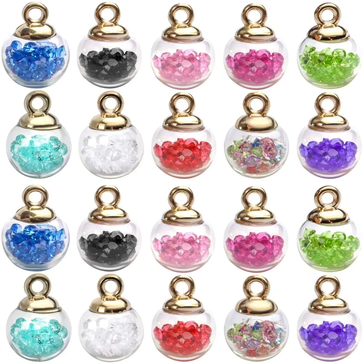 

20pcs 12mm Diameter Crystal Glass Ball Charms and 50pcs 25mm Diameter Wine Glass Charm Rings Earring Beading Hoop for DIY Crafts