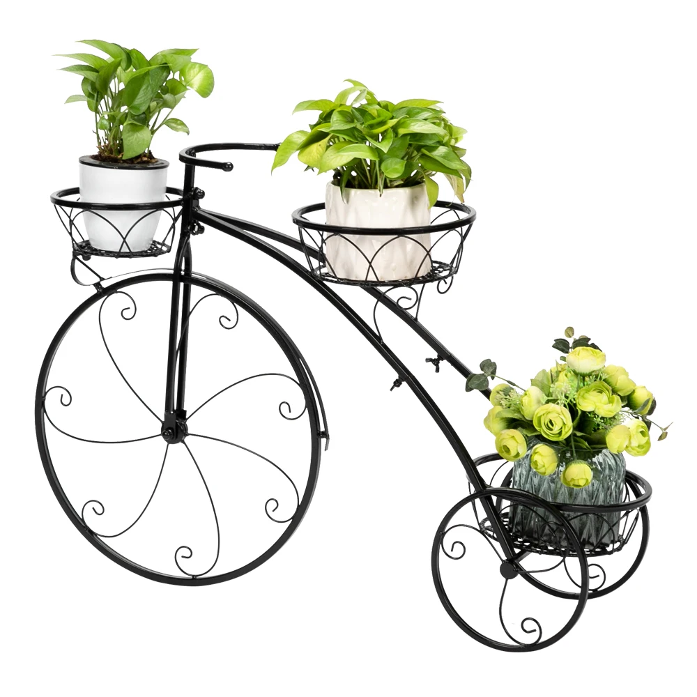 

Beautiful Potted Plant Flowers Rack Flower Stand Plant Stand Flower Paint Bicycle Shape 3 Pot Stand