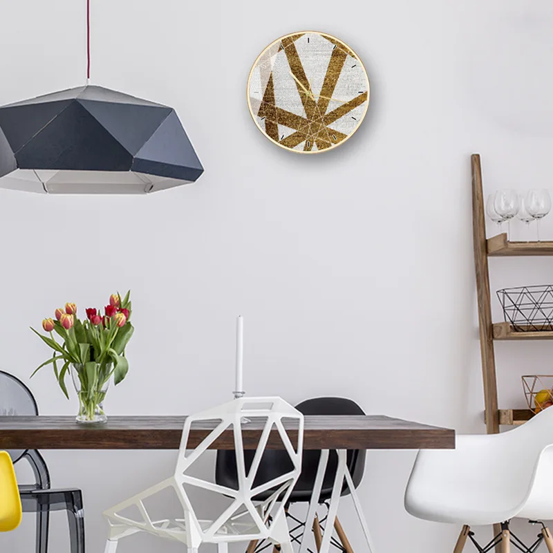 

Simple Stripe Black Gold Art Wall Clock Living Room Bedroom Wall Watch Individual Creativity Atmospheric Clock BB50WC