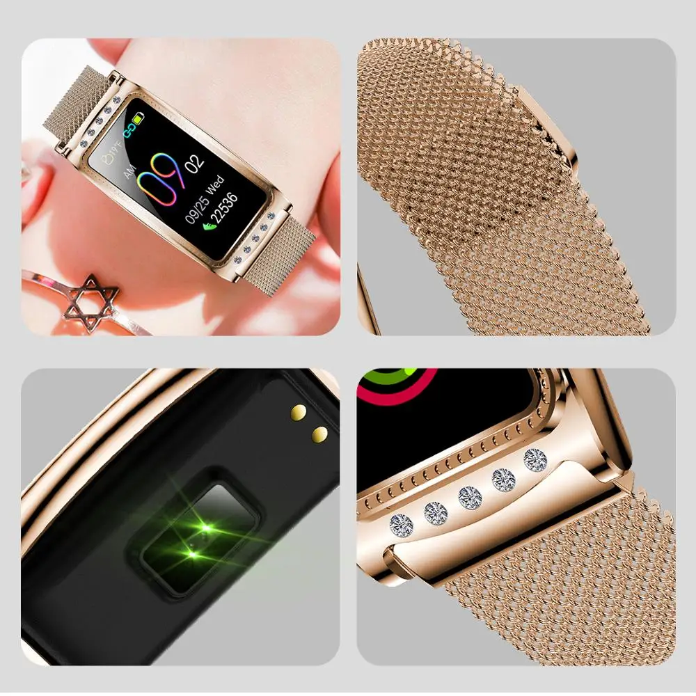 2020 fashion F28 smart watch for Android IOS heart rate measurement sphygmomanometer ladies bracelet waterproof fitness pedomete |