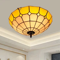 creative mediterranean vintage tiffany colored glass aisle corridor balcony lobby bedroom ceiling lamp 40cm