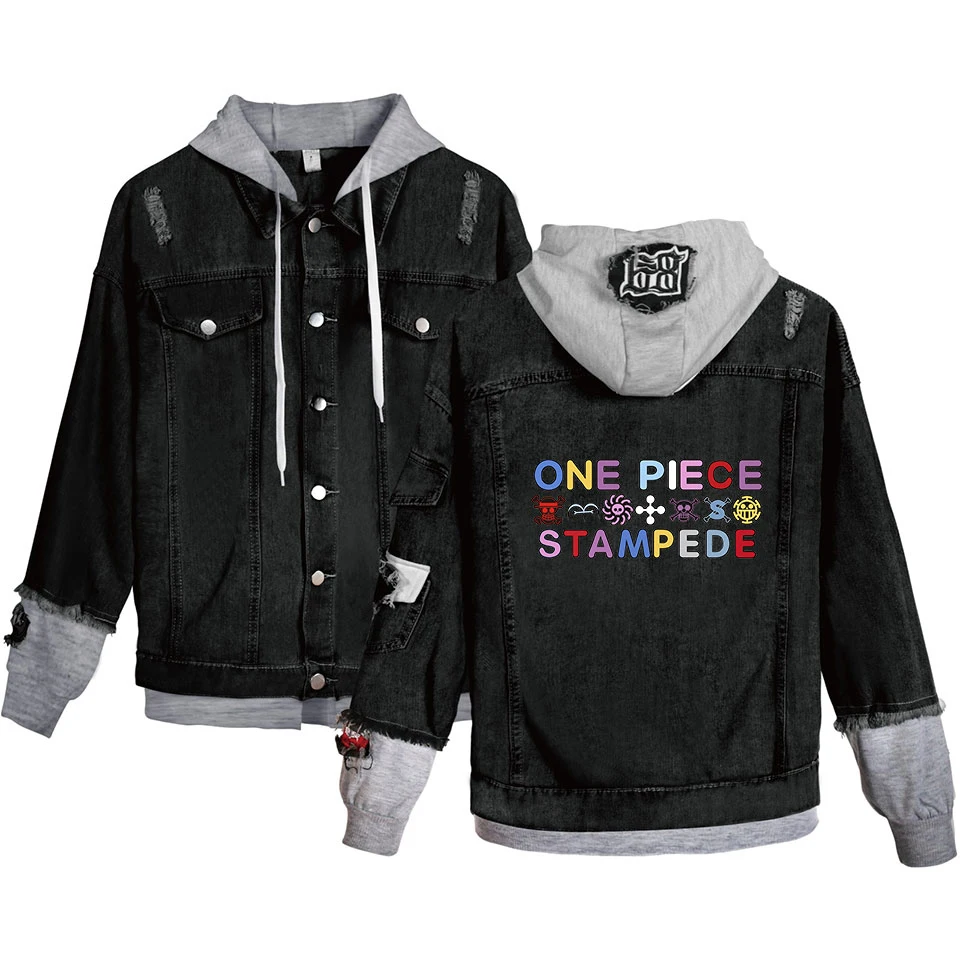 

One Piece Color Letter Printed Denim Jacket Men's and Women's Daily Casual Thinner Hooded Jacket Spring popular denim clothing