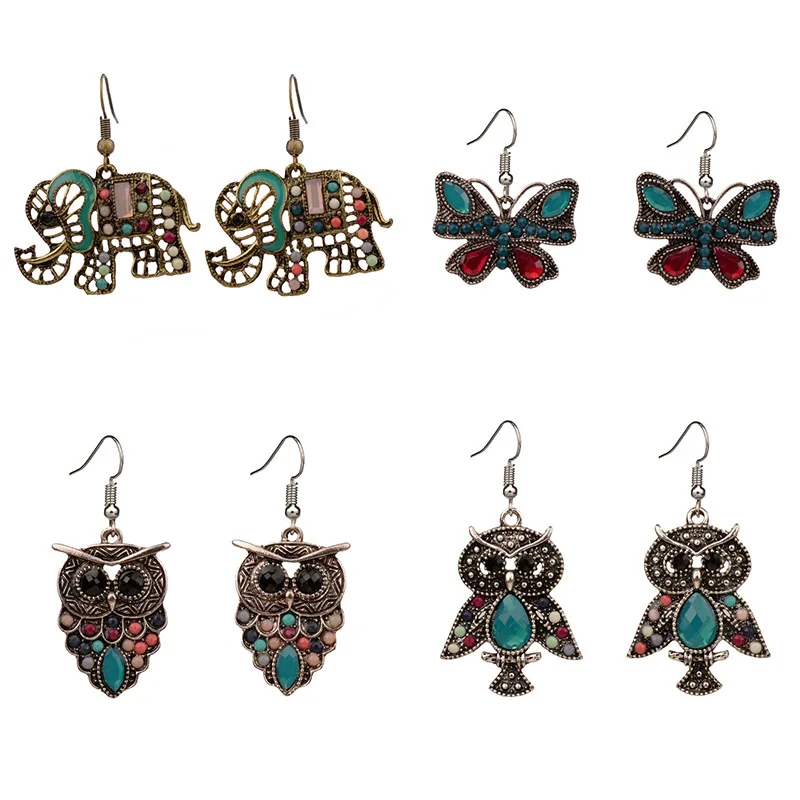 Женские богемные серьги Bohe винтажные Разноцветные в стиле ретро с полимерным