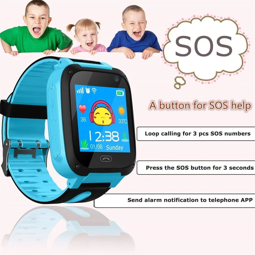 Детские Смарт-часы SOS анти-потери 2G SIM-карта часы трекер местоположения Smartwatch