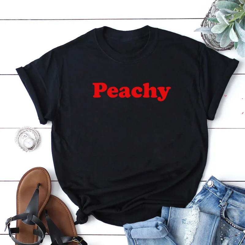 Футболка Peachy с принтом красных букв Модная хлопковая одежда футболка tumblr для