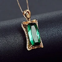 big 5 carats green crystal emerald gemstones diamonds pendant necklaces for women rose gold color choker jewelry bijoux bague