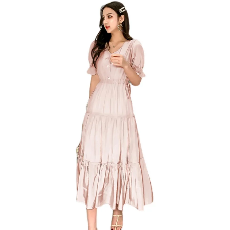 

Spring Summer Korean Vintage Beach Sundress 2021 Office Lady Hepburn Casual Midi Dress Women Bodycon Party Runway Maxi Vestidos