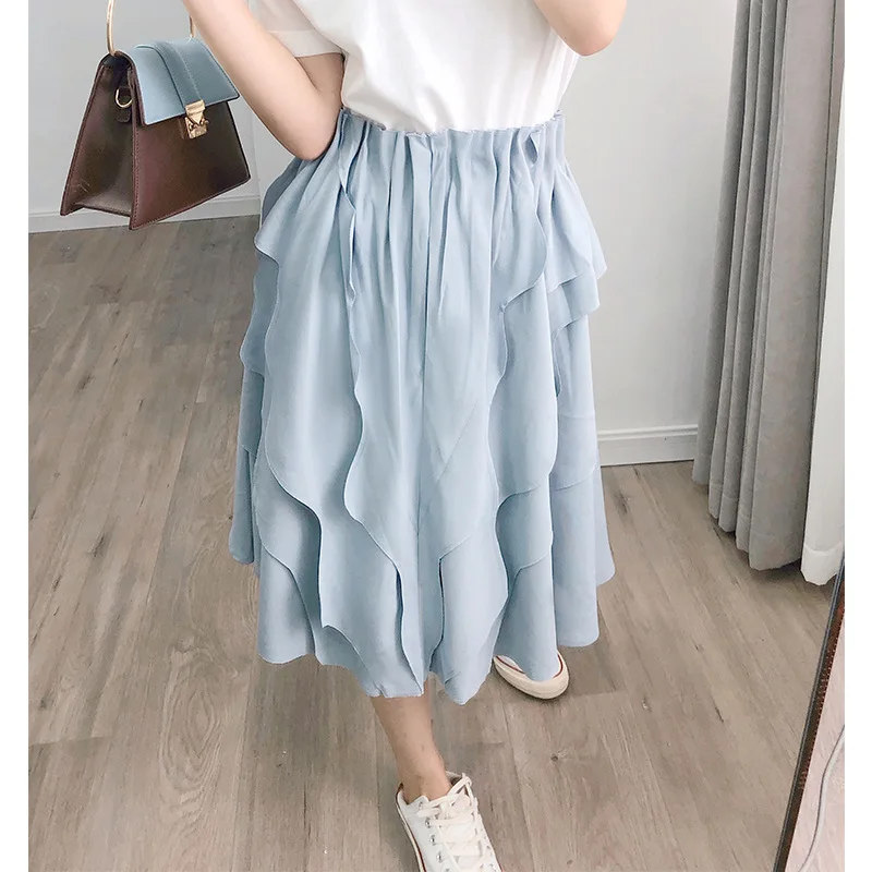 

Women's A-line Skirt Solid Color 2020 Summer New Wave High Waist Knee-length Skirt