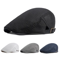 mens hats breathable mesh newsboy caps summer outdoor casual hats unisex golf hat fashion solid flat cap for women beret cap