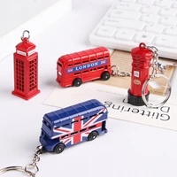 creative red bus post box design pendant keychain travel souvenir gifts for women men key ring london style key pendant