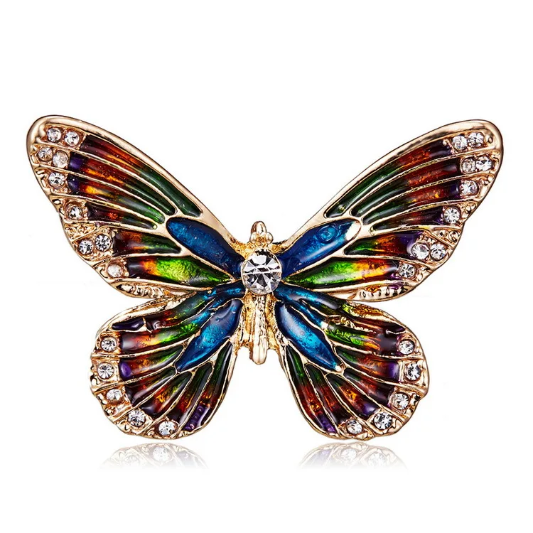 

Multi Colors Enamel Butterfly Crystal Rhinestone Brooch Metal Insect Pin Unisex Garment Fashion Jewelry Accessory