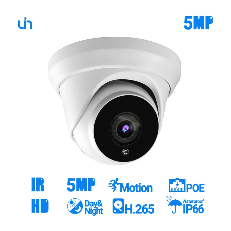 

UIN PoE IP Camera 5MP Super HD Night Vision P2P Onvif Motion Detection Outdoor Dome Smart Home Video Surveillance