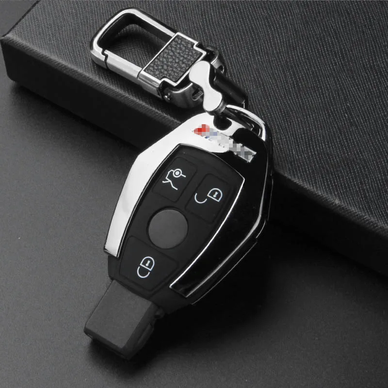 BLACK BUCKLE C Автомобильный чехол для ключей, брелок для Mercedes Benz W203 W210 W211 W124 W202 W204 W212 W176 AMG GLC 260 C200 CLA GLA 200, автомобильные аксессуары - Название цвета: BLACK BUCKLE C