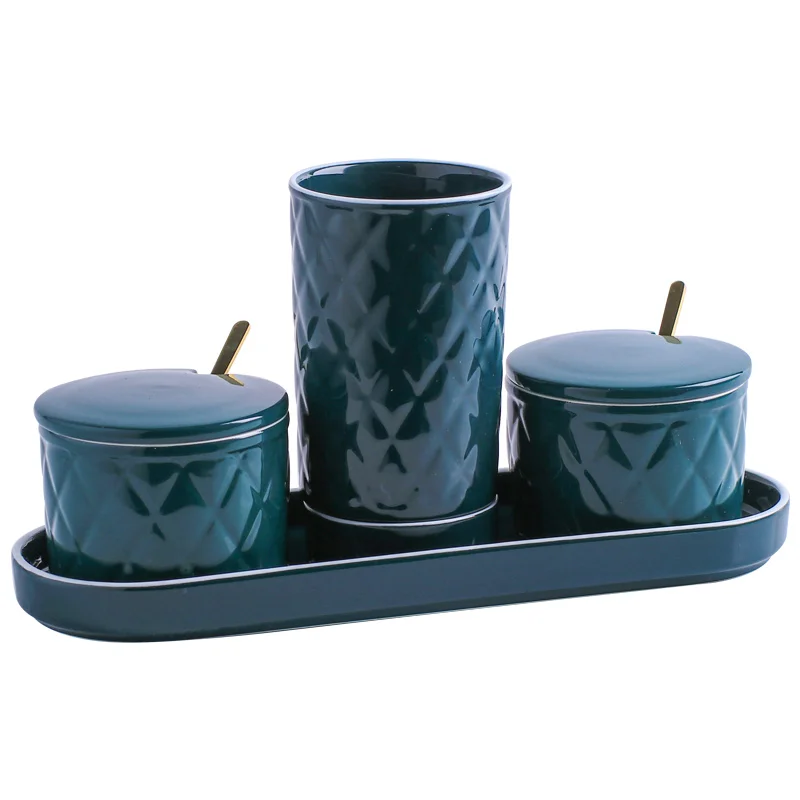 

Nordic ceramic seasoning box salt pot kitchen seasoning tool seasoning pot set combination household salt pot seasoning bottle