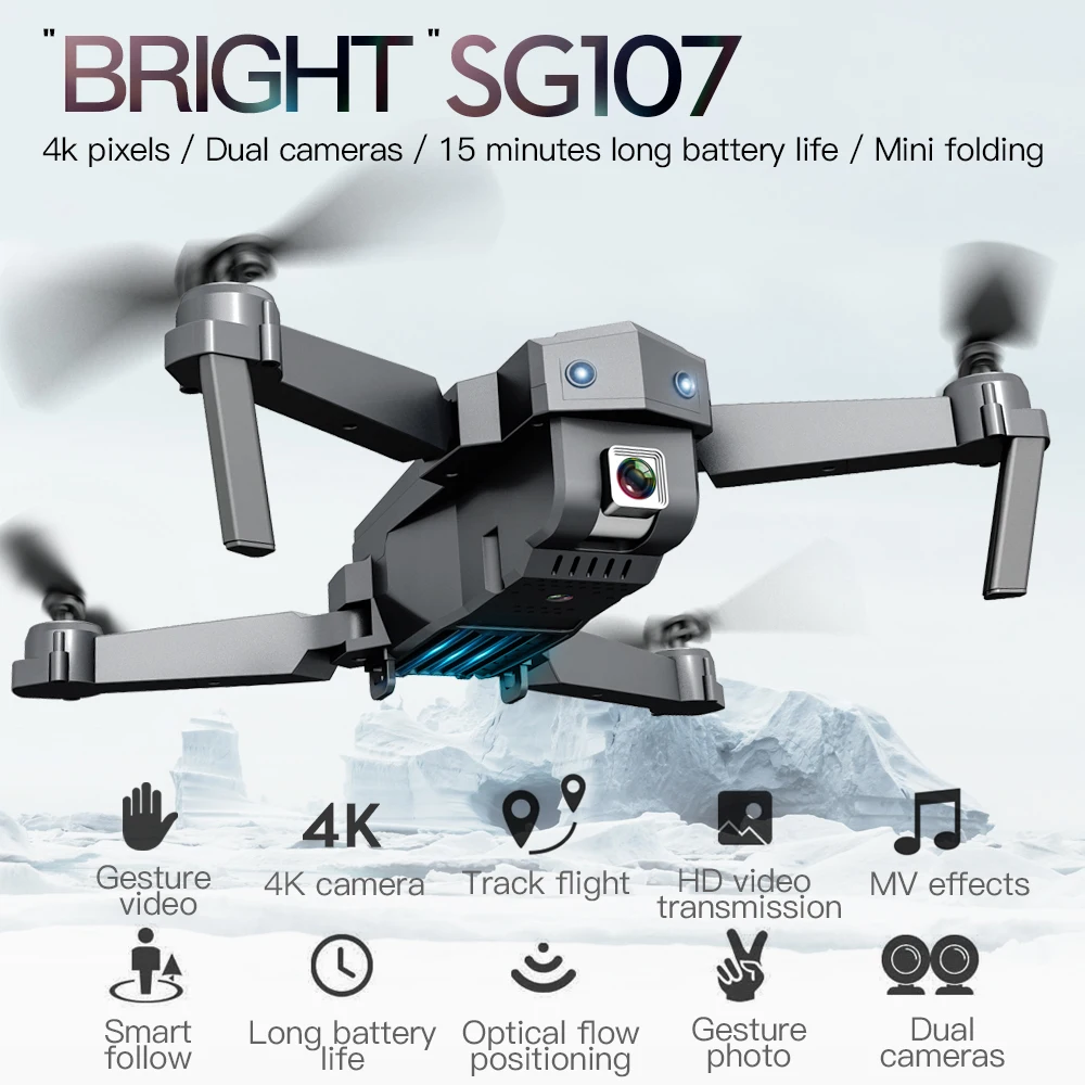 

SG107 Mini Drone with 4K WIFI FPV HD Dual Camera Quadcopter Optical Flow Rc Dron Gesture Control Kids Toy VS E58 E68 SG106