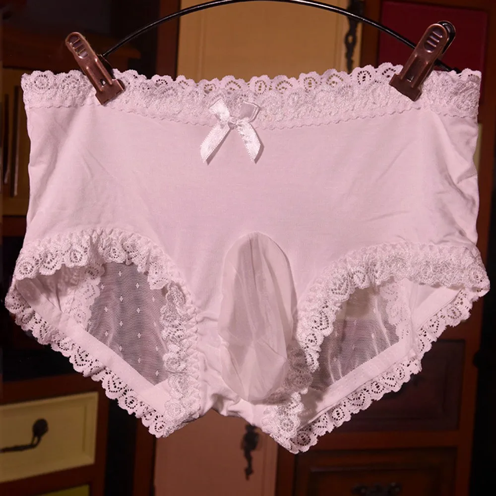 

Sissy Pouch Panties Mens Lace Bikini Briefs G-String Thongs Underwear Knickers Ice Silk Transparent Boys Shorts Sexy Lace Briefs