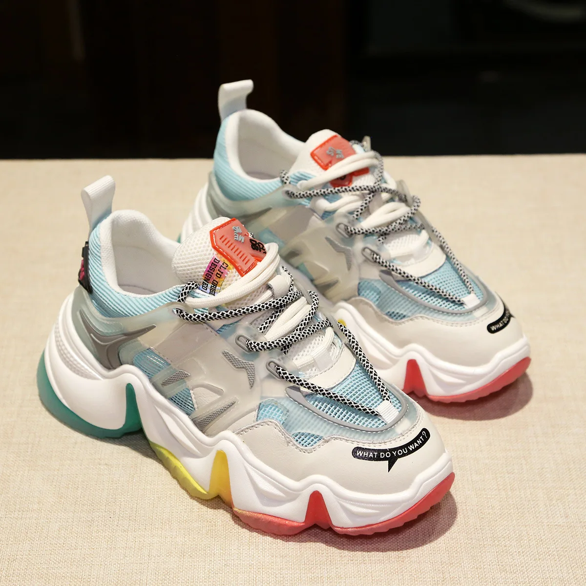 

Jookrrix 2020 Women Fashion Genuine Leather Chunky Shoes Female Increased 5.5cm Wedges Thick Sole Women Casual Sneakers ZD2680