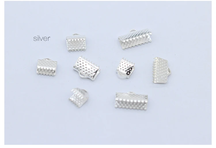 silver 100p 6 мм 8 мм 10 мм 13 мм посеребренные Позолоченные зажимы для лент зажимы шнур обжимной концевой колпачок наконечник ожерелье браслет соединители поиск пряжки - Цвет: silver
