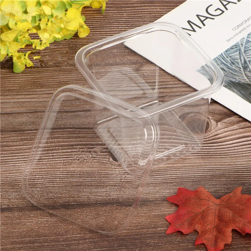 100pcs 400ml cream fruit cake box PET transparent square disposable dessert pudding ice jelly plastic cups with cover | Дом и сад