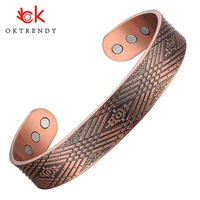 copper magnetic cuff bangle 6 magnets health balance magnetic bracelet bangles for mens women adjustable bangle jewelry 2020
