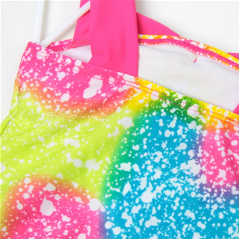 Слитный купальник для девочек 2 7 лет детская одежда плавания с красочным узором