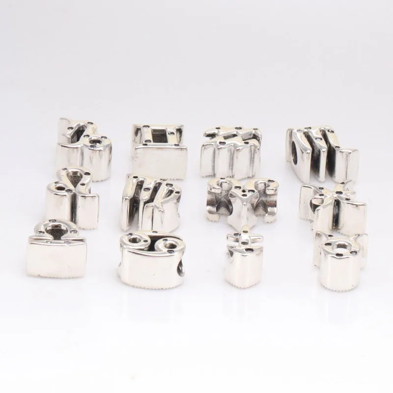 

Original 925 Sterling Silver Bead Creative Simple Zodiac Beads Fit Pandora Women Bracelet & Necklace Diy Jewelry
