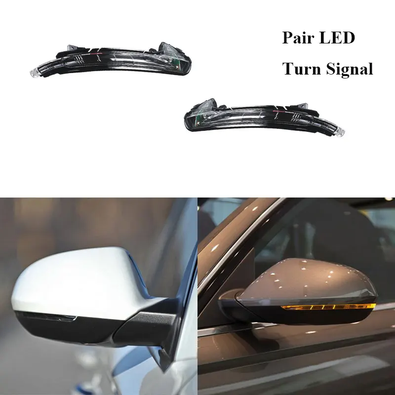 Глянцевый черный чехол для зеркала заднего вида левый и правый светодиодный