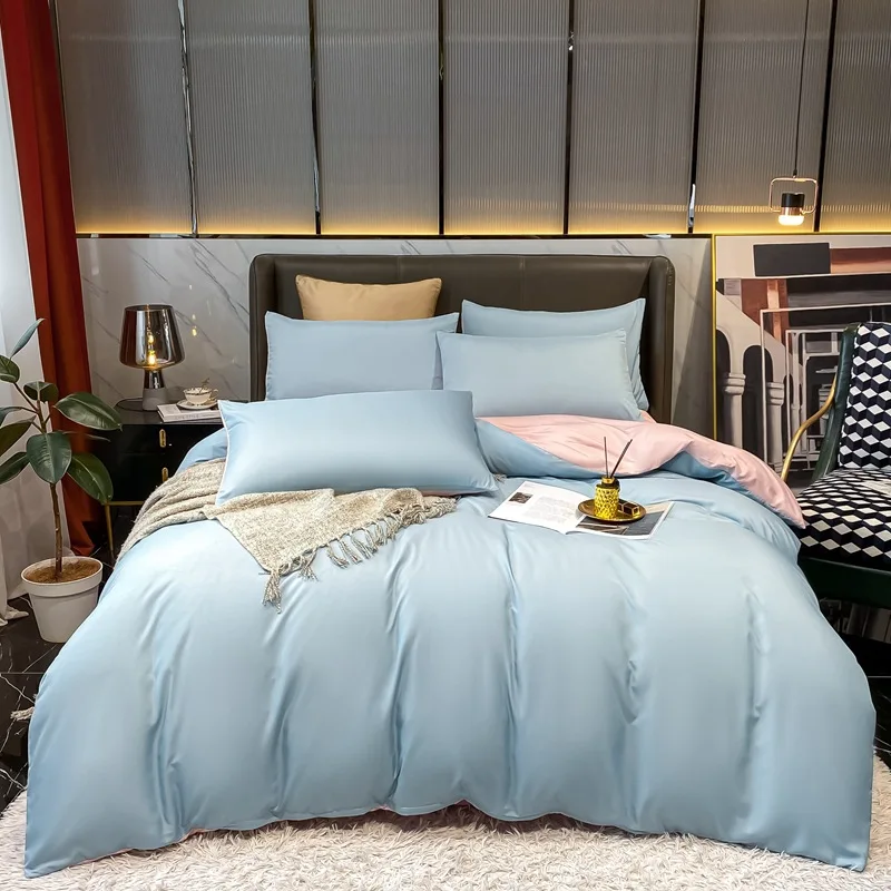 

Duvet Cover Set 3/4 Pieces Pure Color Imitation Silk Bedclothes Include Bed Sheet Pillowcase And Comforter Cover Oceania Fashion