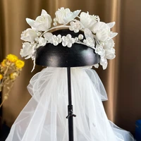 ins hotsale white flower bridal veils crystal wedding headpiece with veil handmade women accessories %d0%b4%d0%bb%d1%8f %d0%b2%d0%be%d0%bb%d0%be%d1%81 %d0%b0%d0%ba%d1%81%d0%b5%d1%81%d1%81%d1%83%d0%b0%d1%80%d1%8b 2021