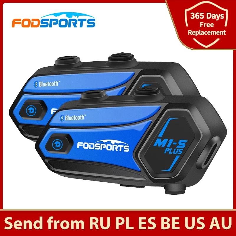 Фото Fodsports, 2 шт., M1-S, мотоциклетный шлем, домофон, bluetooth гарнитура, 8 способов, беспроводной домофон, fm-радио, обмен музыкой, BT5.0 №1