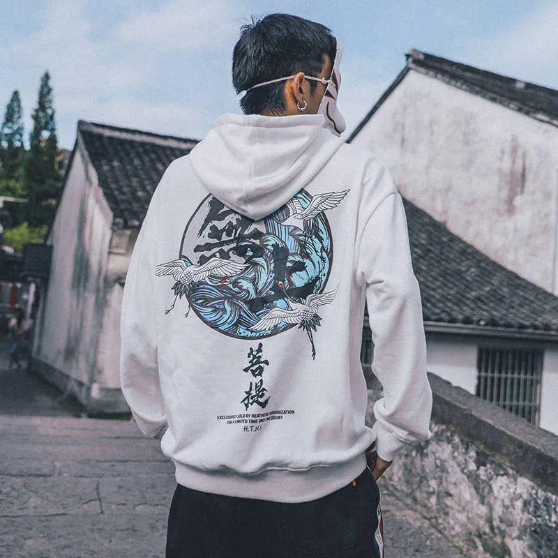 Худи в японском китайском стиле уличная одежда свитшот с капюшоном хип-хоп худи