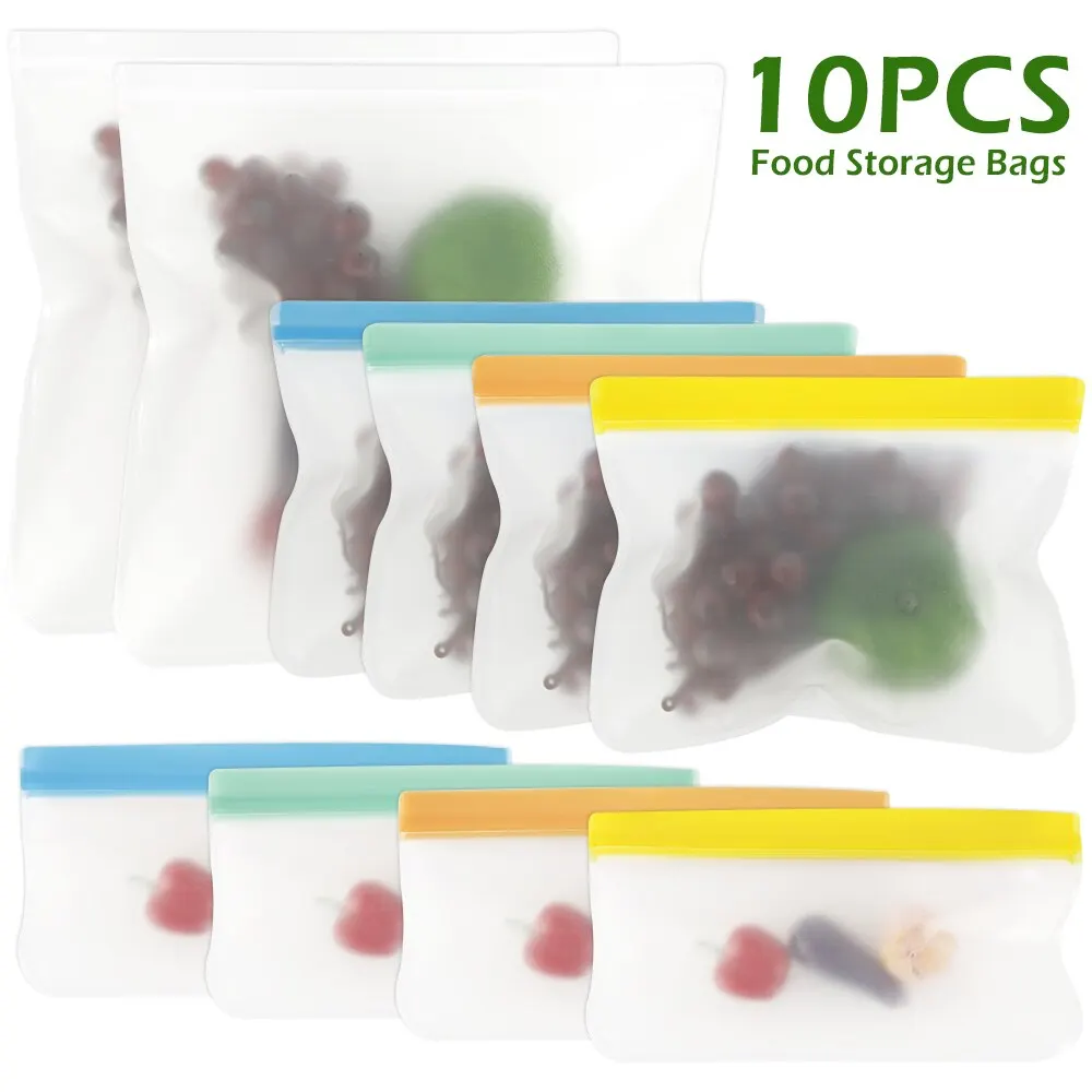 10 шт многоразовый силиконовый мешок для еды Ziplock хранения холодильник свежие