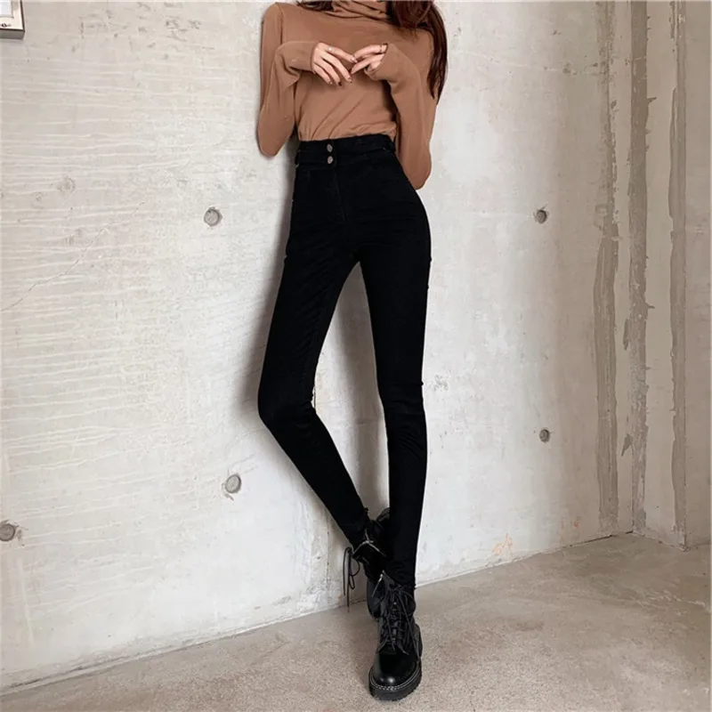 

Women's Jeans High Waist Stretch Skinny Denim Pants 2021 Fashion Blue Black Vintage Elastic Slim Pencil Trousers Ladies Pantalon