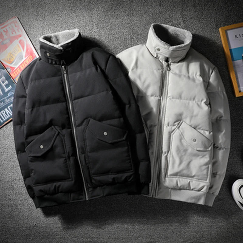 Men Autumn Winter Parkas Men Windproof Thick Warm Parkas Jacket Cotton clothes Fashion trend High Street Parkas Jacket Men