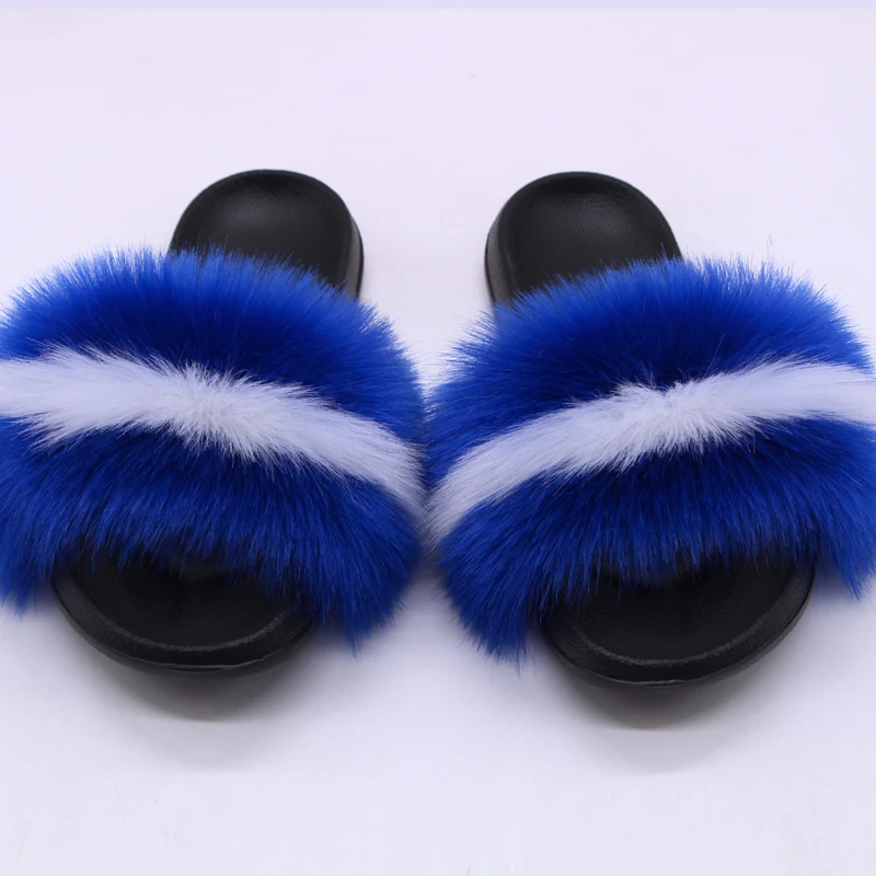 Женские меховые шлепанцы женские сланцы из лисьего меха домашние пушистые милая