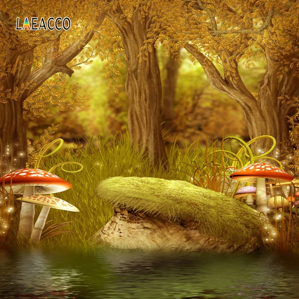 

Laeacco Jungle Party Photophone Forest Mushroom Photography Backdrops Baby Birthday Photo Backgrounds Child Portrait Photozone
