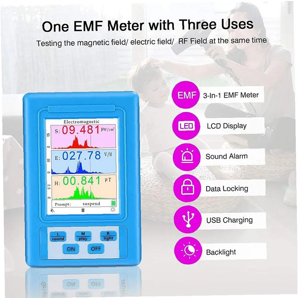 

Electromagnetic Radiation Detector BR-9A Large Screen Handheld Digital EMF Meter For TV Computer Printer Microwave Oven