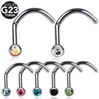 Кольцо для пирсинга носа с фианитом, ювелирное изделие для ноздрей, серьги на Козелок из титана с зубцом, ASTM-F136, 20 г и 18 г, 1 шт.