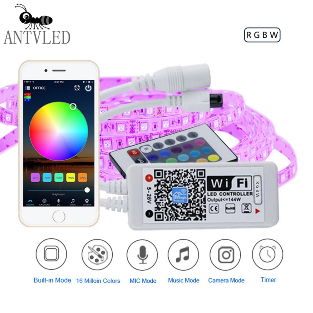 

Magic Home RGB/RGBW WI-FI светодиодные полосы Управление; Смартфон Управление 16 миллионов Цвета для светодиодных ламп DC5-28V