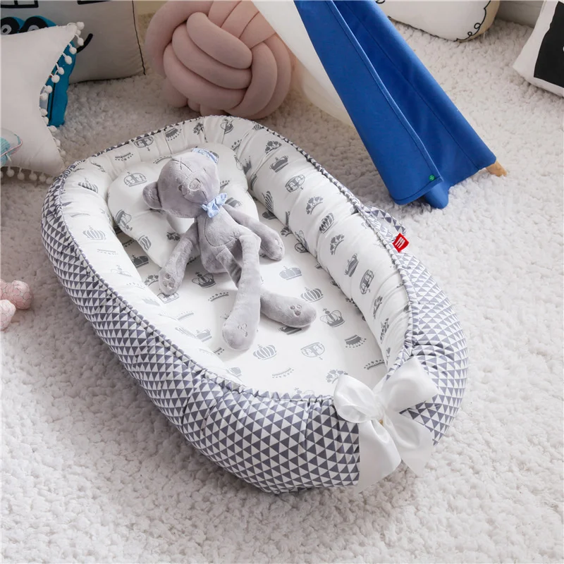 

Детская кроватка с подушкой 85*50 см, портативная кроватка для путешествий, хлопковая Колыбель для новорожденных, детская кроватка, бампер
