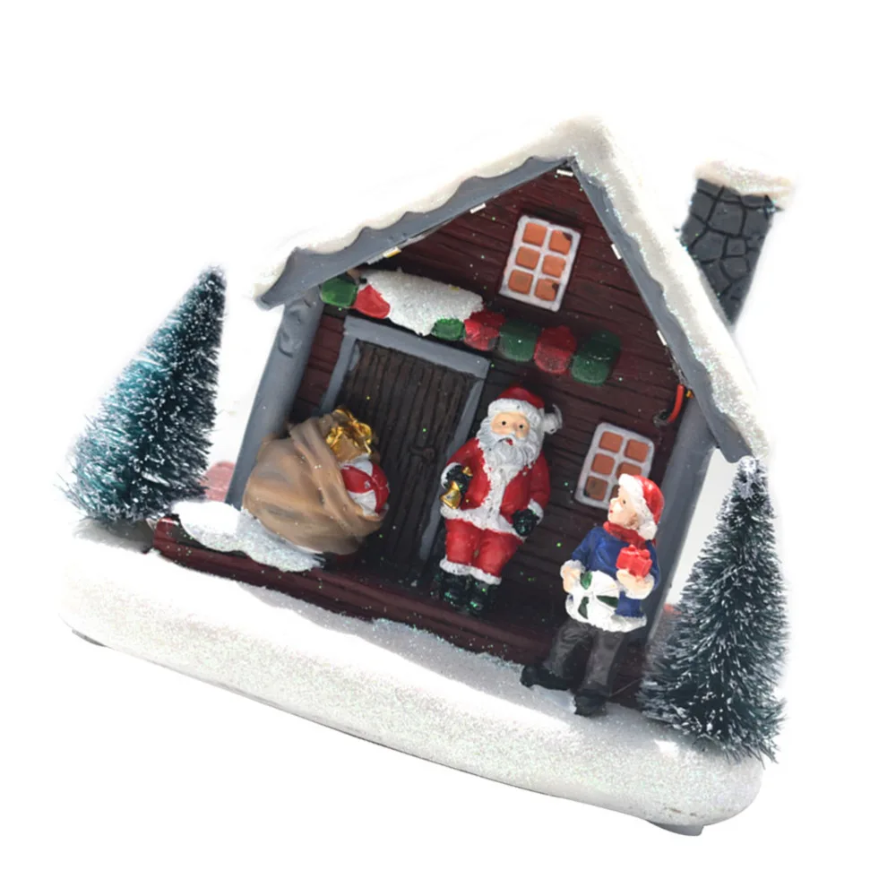 

1Pc Christmas Mini Luminous House Mini Landscape Decor Micro Resin House Decor
