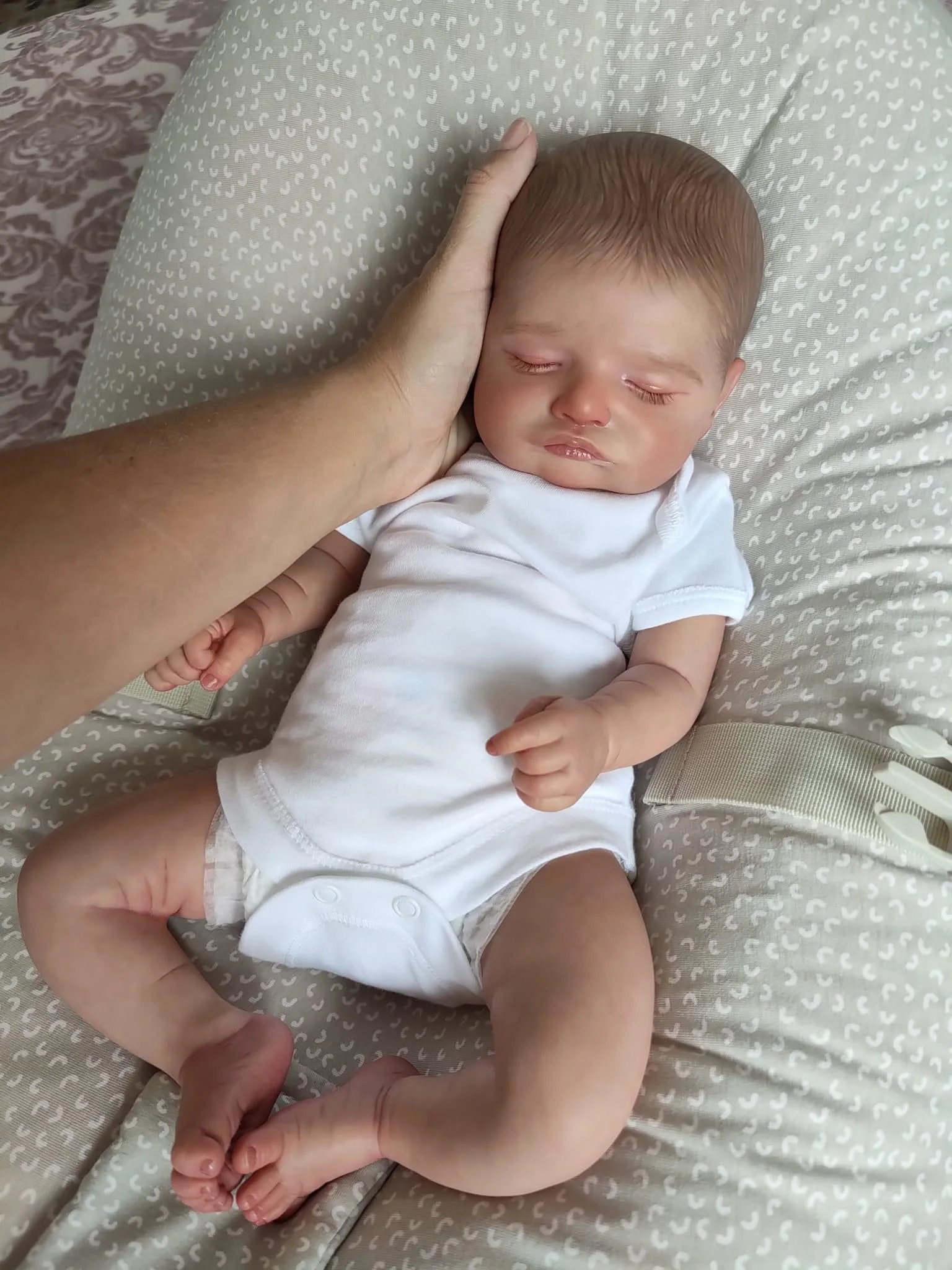 Кукла реборн Miaio 49 см для сна розалие мягкие волосы ручной работы объемный тон